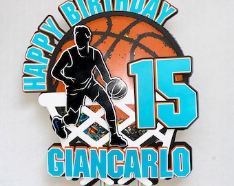 Personalized Basketball Cake Topper with Shaker & LED Lights