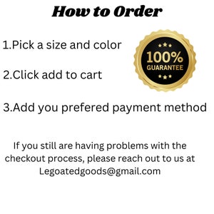 Pode incluir: Como encomendar: 1. Escolha um tamanho e uma cor. 2. Clique em adicionar ao carrinho. 3. Adicione o seu m&eacute;todo de pagamento preferido. Se tiver problemas com o processo de pagamento, entre em contacto connosco em Legoatedgoods@gmail.com. Garantia de 100%.