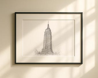 Empire State Building Line Art Print, NYC Skyline (Digital Download)
