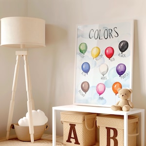 Póster educativo de colores, póster Montessori, aprender colores, decoración del aula, póster de colores, decoración del aula del maestro, regalo de descarga digital