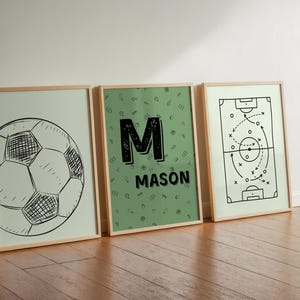 Estampas de futebol personalizadas: decoração de quarto de meninos, arte em camisa de futebol (download digital)