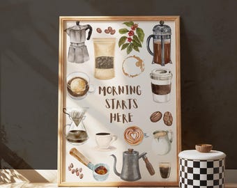Coffee Lover Print: Boho Kitchen Decor (Digital Download)
