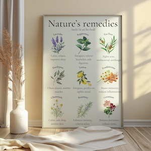 Essential Oils Guide, Aromatherapy Chart, Herbal Remedies, Natural Wellness, Oil Blending, Aromatherapy Essential Oils Poster, boho decor