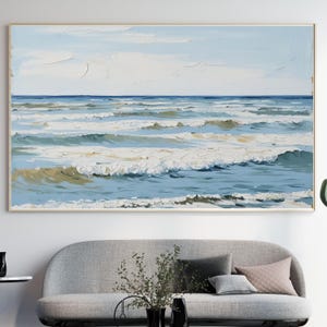 Beach Print Download, Aerial Ocean Print, Modern Coastal Printable, Wall Art, Prints, Indigo Blue Wall Decor, Beach Digital Print gift idea