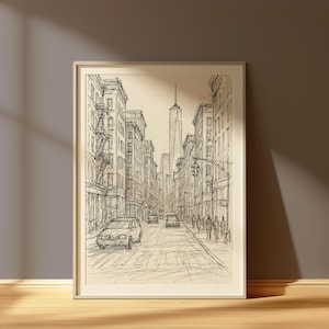 Vintage NYC Drawing, Art Print, Antique Sketches, New York City Cityscape, DIGITAL PRINT, Minimalist Gallery Wall new york Poster  Wall