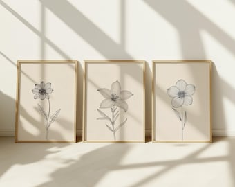 Minimalist Floral Line Art Print Set (Digital Download)