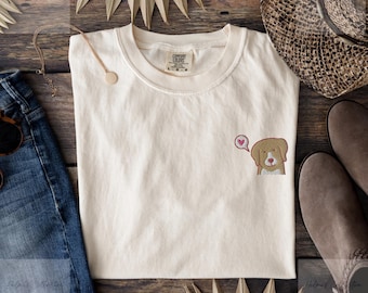 Embroidered Puppy T-Shirt, Dog Lover Top, Minimalist Unisex Tee