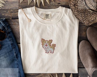 Embroidered Chihuahua T-Shirt, Minimalist Dog Love Top, Casual Unisex Tee