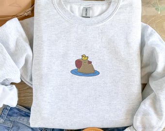Embroidered Capybara Sweatshirt: Minimalist Unisex Design