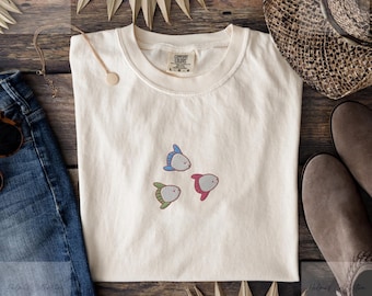 Embroidered ocean sunfish t-shirt in a soft unisex fit with a cute simple design