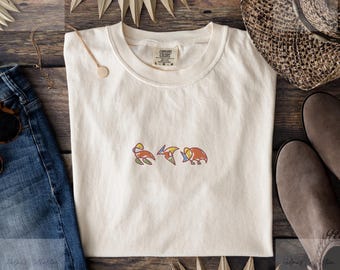 Embroidered Dinosaur T-shirt, Dinosaur Lover Tee, Gift for Him