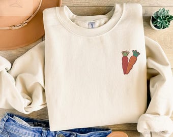 Embroidered carrot sweater, Embroidered Veggie Sweatshirt