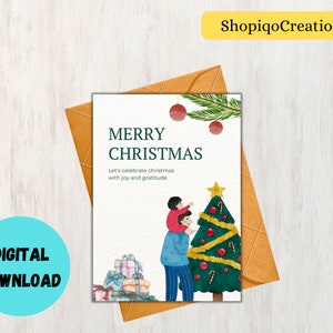 Cartolina di Natale stampabile, cartolina di buon Natale, bella cartolina di buon Natale, cartolina digitale stampabile