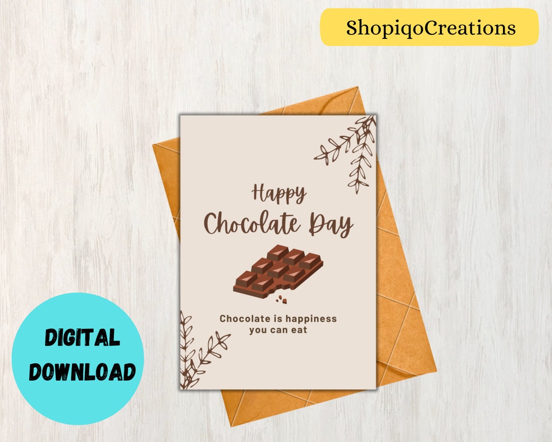 Printable Chocolate Day Card Happy Chocolate Day Card Sweet - Etsy