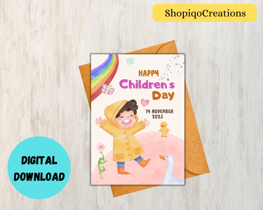 Printable Children's Day Card, Happy Children's Day Card, Cute Children ...
