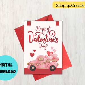 Biglietto di San Valentino stampabile, design romantico di note d'amore, auguri di San Valentino, regalo perfetto per il partner