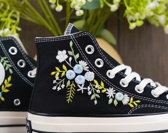 Custom Embroidered Sneakers: Bridal Floral Shoes