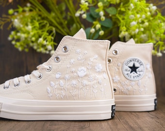 Custom Embroidered Wedding Sneakers: Bridal Floral Shoes