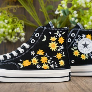 Custom Converse Chuck Taylor Embroidered,Custom Embroidered Wedding Sneakers,Bridal Flowers Embroidered Shoes,Personalized Bride Sneakers