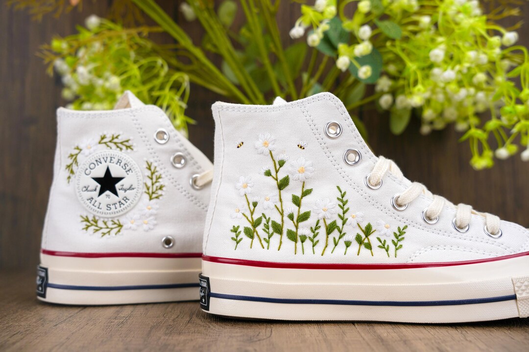 Custom Converse Chuck Taylor Embroidered,custom Embroidered Wedding ...