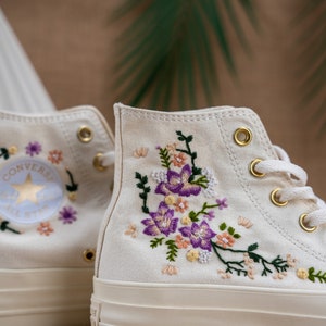 embroidered converse,Custom converse,Custom Converse Platform,Wedding Flowers,Embroidered Platform Shoes,Bridal Converse,Bridal Sneakers