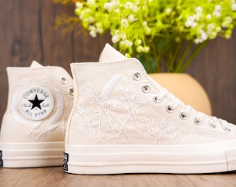 Custom Embroidered Wedding Sneakers: Bridal Flower Shoes
