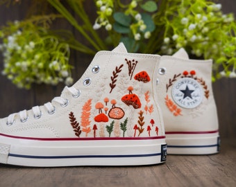 Custom Converse Chuck Taylor Mushrooms Embroidered Converse Shoes/ Mushrooms Embroidered Converse Custom/ Mushrooms Embroidered Sneakers