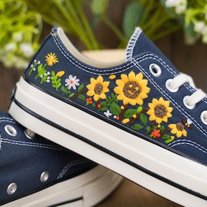 Custom Embroidered Converse Chuck Taylor Low Tops: Bridal Floral Sneakers