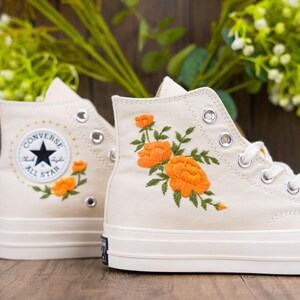 Custom Converse Chuck Taylor Embroidered,Custom Embroidered Wedding Sneakers,Bridal Flowers Embroidered Shoes,Personalized Bride Sneakers