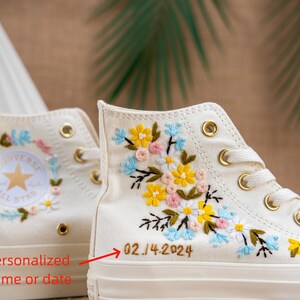 embroidered converse,Custom converse,Custom Converse Platform,Wedding Flowers,Embroidered Platform Shoes,Bridal Converse,Bridal Sneakers