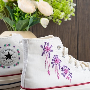 Custom Converse Chuck Taylor Embroidered,Custom Embroidered Wedding Sneakers,Bridal Flowers Embroidered Shoes,Personalized Bride Sneakers