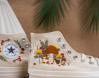 Custom Converse Chuck Taylor Mushrooms Embroidered Converse Shoes/ Mushrooms Embroidered Converse Custom/ Mushrooms Embroidered Sneakers
