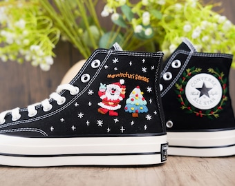 Personalized Christmas Converse – Custom Embroidered Holiday Sneakers