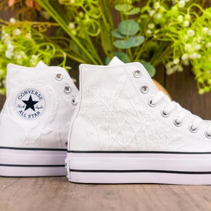 embroidered converse,Custom converse,Custom Converse Platform,Wedding Flowers,Embroidered Platform Shoes,Bridal Converse,Bridal Sneakers