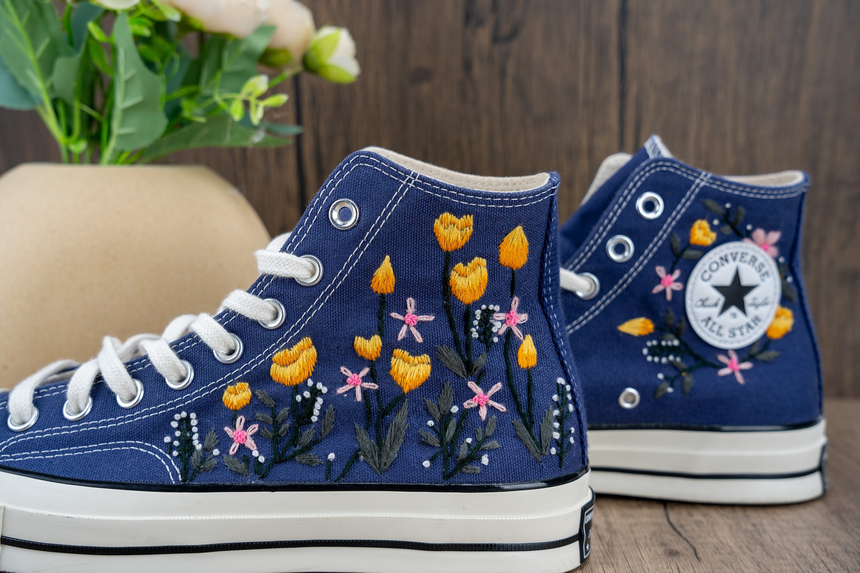 Tulip Embroidered Converse