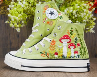 Custom Converse Chuck Taylor Mushrooms Embroidered Converse Shoes/ Mushrooms Embroidered Converse Custom/ Mushrooms Embroidered Sneakers
