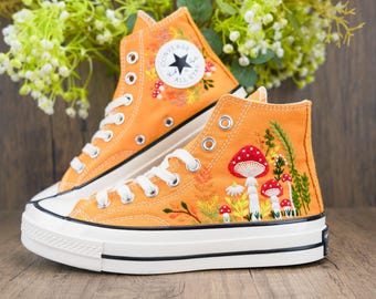 Custom Converse Chuck Taylor Mushrooms Embroidered Converse Shoes/ Mushrooms Embroidered Converse Custom/ Mushrooms Embroidered Sneakers