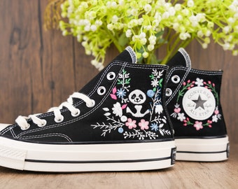 Custom Converse Chuck Taylor Embroidered,Personalized Converse Embroidery Shoes,Custom panda Design, Embroidered panda Converse