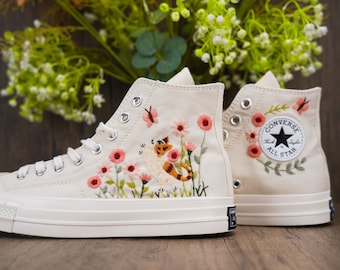 Custom Converse Chuck Taylor Embroidered,Personalized Converse Embroidery Shoes,Custom cat Design,Unique Handmade Gift for Sneaker Lovers