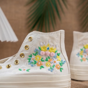 embroidered converse,Custom converse,Custom Converse Platform,Wedding Flowers,Embroidered Platform Shoes,Bridal Converse,Bridal Sneakers
