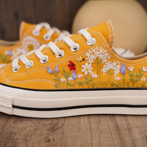Custom Embroidered Converse Chuck Taylor Low Tops: Bridal Floral Sneakers