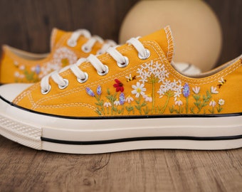 Custom Embroidered Converse Chuck Taylor Low Tops: Bridal Floral Sneakers