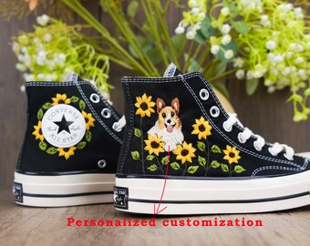 Custom Converse Chuck Taylor Embroidered,Personalized Converse Embroidery Shoes,Custom dog Design,Unique Handmade Gift for Sneaker Lovers