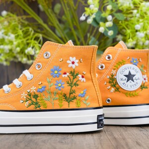 Custom Converse Chuck Taylor Embroidered,Custom Embroidered Wedding Sneakers,Bridal Flowers Embroidered Shoes,Personalized Bride Sneakers