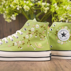 Custom Converse Chuck Taylor Embroidered,Custom Embroidered Wedding Sneakers,Bridal Flowers Embroidered Shoes,Personalized Bride Sneakers