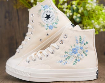 Custom Embroidered Wedding Sneakers: Bridal Flower Shoes