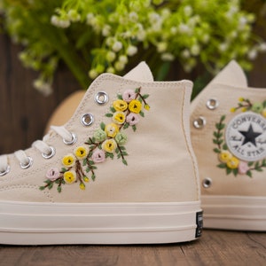 Custom Converse Chuck Taylor Embroidered,Custom Embroidered Wedding Sneakers,Bridal Flowers Embroidered Shoes,Personalized Bride Sneakers