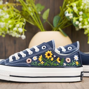 Custom Embroidered Converse Chuck Taylor Low Tops: Bridal Floral Sneakers