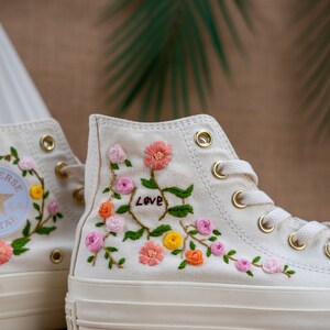 embroidered converse,Custom converse,Custom Converse Platform,Wedding Flowers,Embroidered Platform Shoes,Bridal Converse,Bridal Sneakers