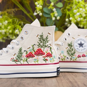 Custom Converse Chuck Taylor Mushrooms Embroidered Converse Shoes/ Mushrooms Embroidered Converse Custom/ Mushrooms Embroidered Sneakers